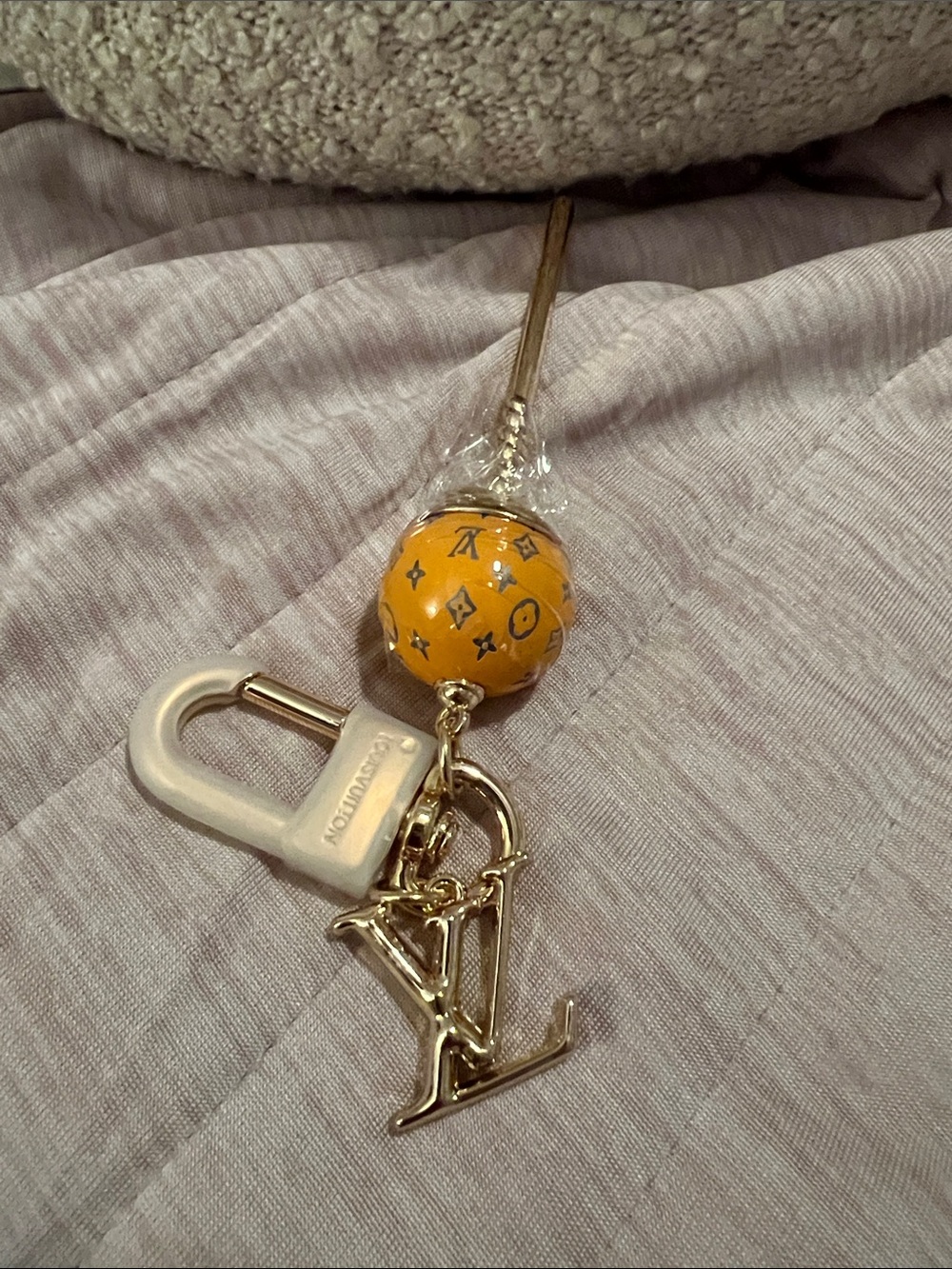INSPIRED Yellow Monogram Lollipop Bag Charm Key Holder - Picture 2 of 3